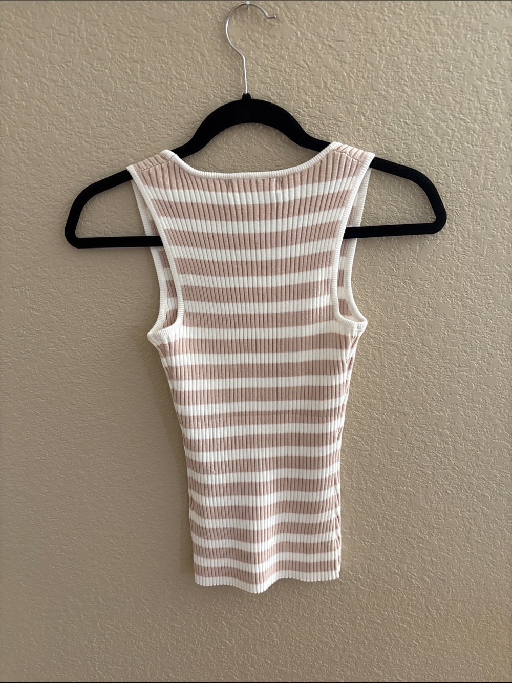 Striped Ribbed Tank Top - Cream & Tan - Picture 3 of 6